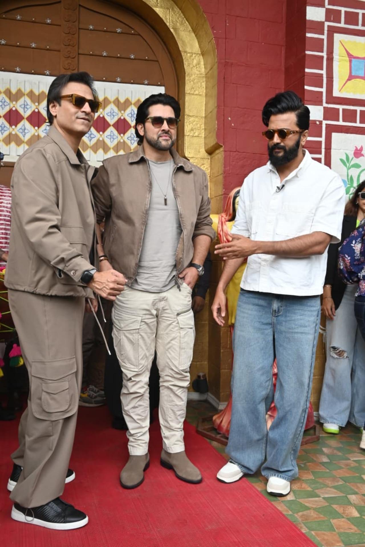 Vivek Oberoi, Aftab Shivdasani and Riteish Deshmukh were spotted promoting their upcoming film Mastii 4